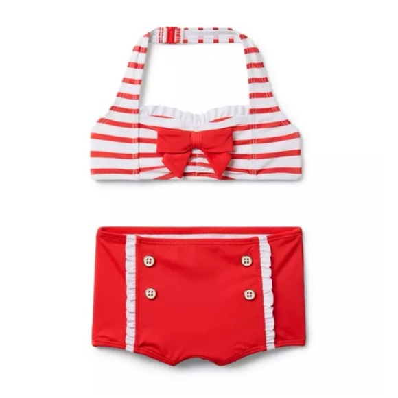 Janie and Jack Other - Brand New Janie & Jack Girls Red & White Striped 2-Piece Swimsuit, Size 3, NWT
